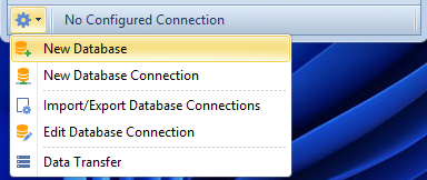 เมนูรูปเฟืองในหน้าต่าง Log in เลือก New Database